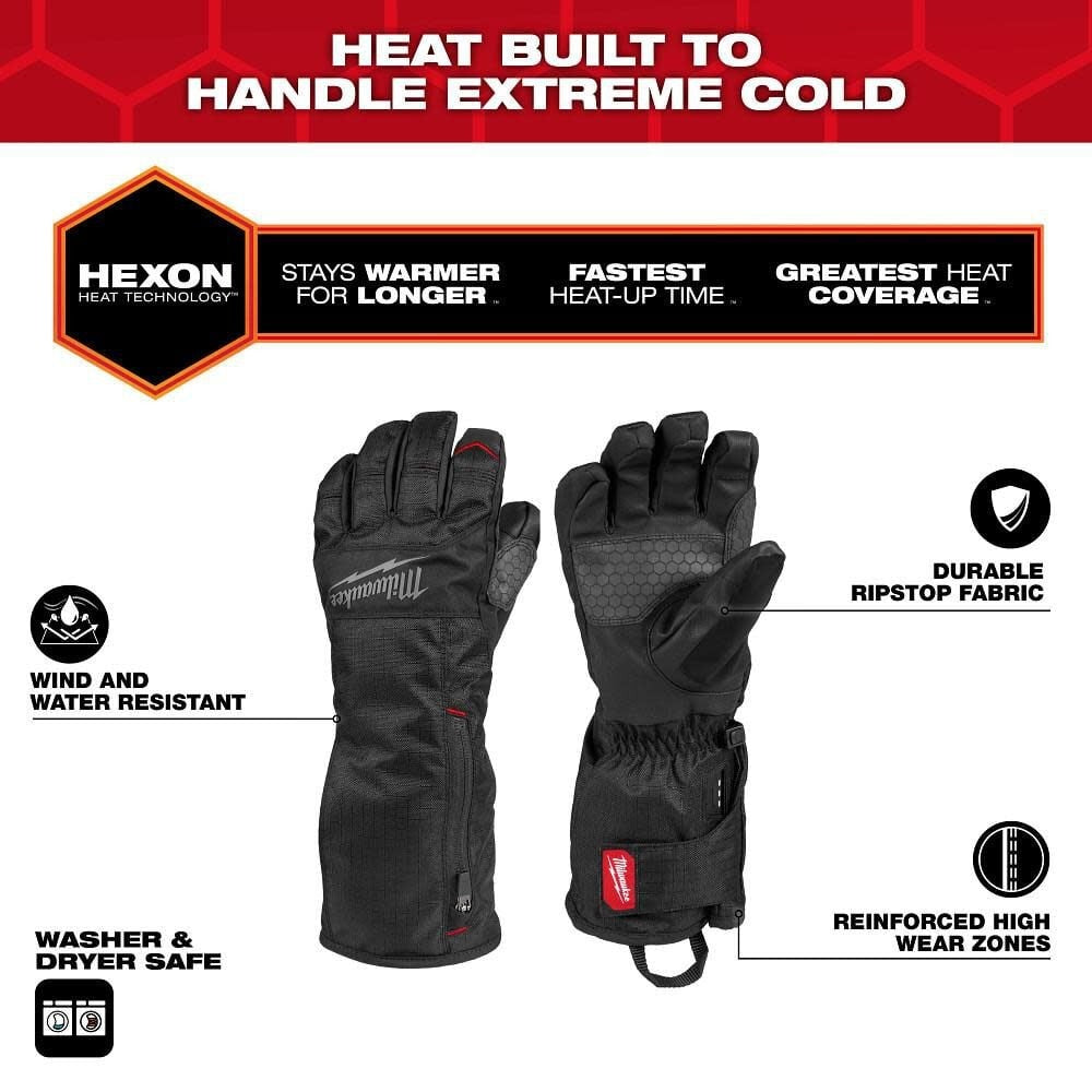 Milwaukee Heated Winter Gloves, Black, Size Large - M700B-21L