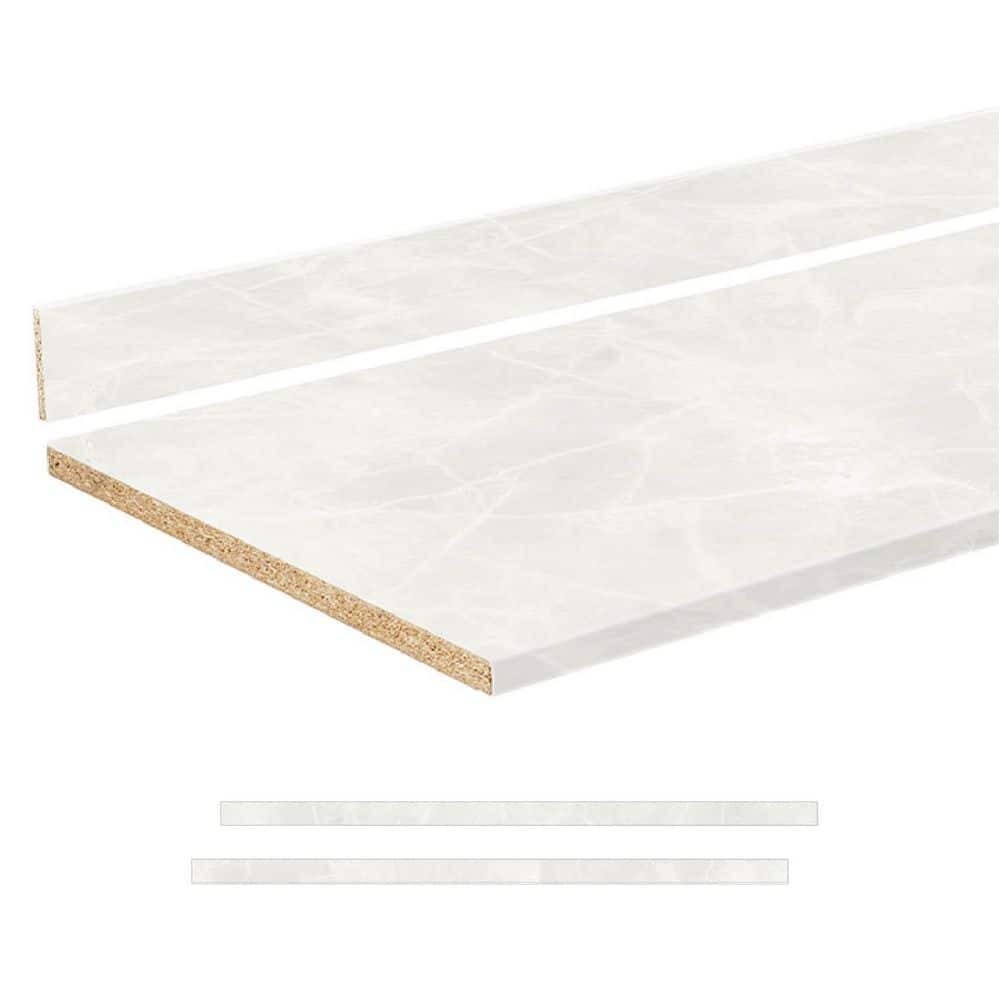 6 Ft. Cream Laminate Countertop Kit with Full-Thickness Square Edge in Matte Aurora Stone