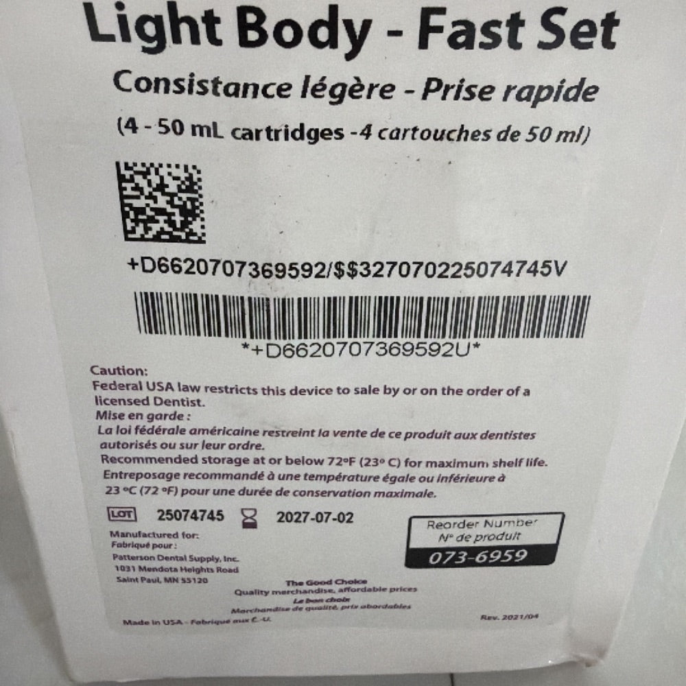 Braval Vinyl Polysiloxane Impression Material Light Body - Fast Set