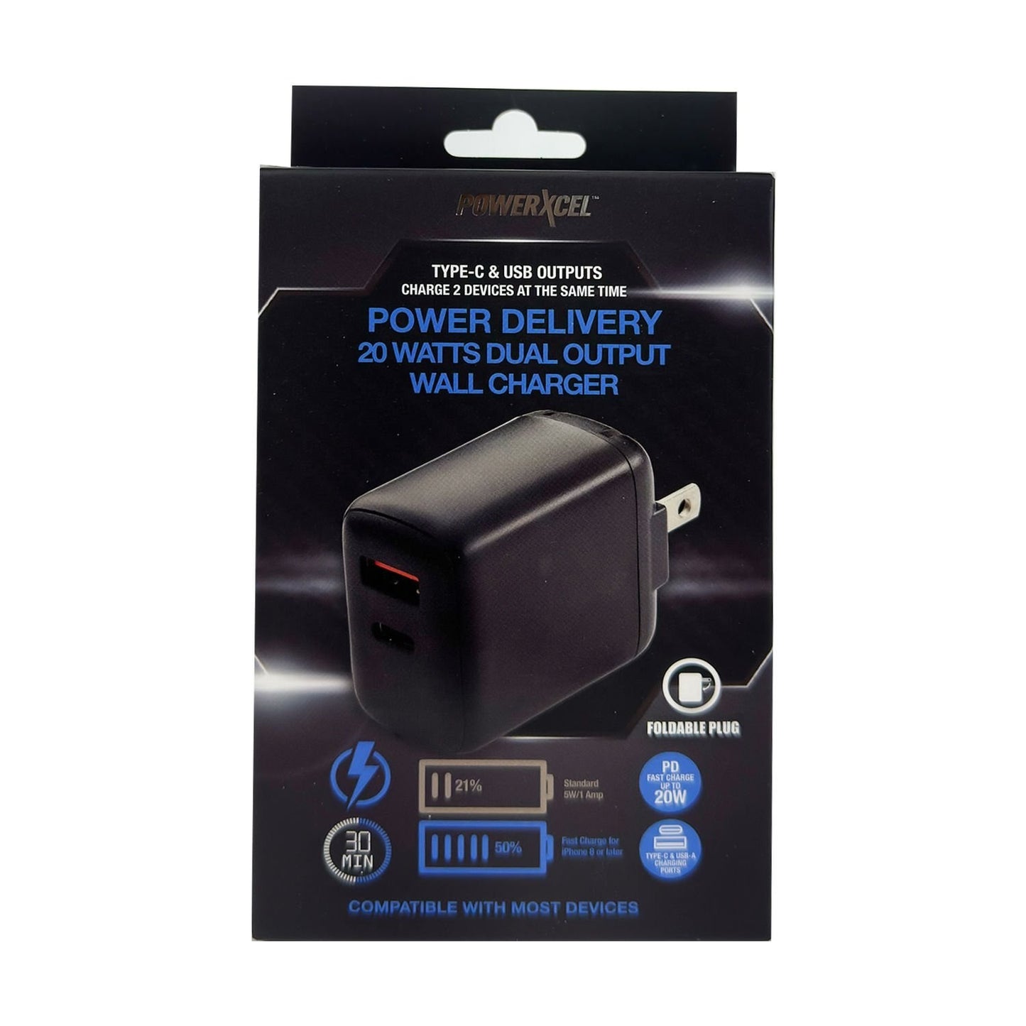 PowerXcel 20 Watt Type-C & USB Wall Charger | CVS