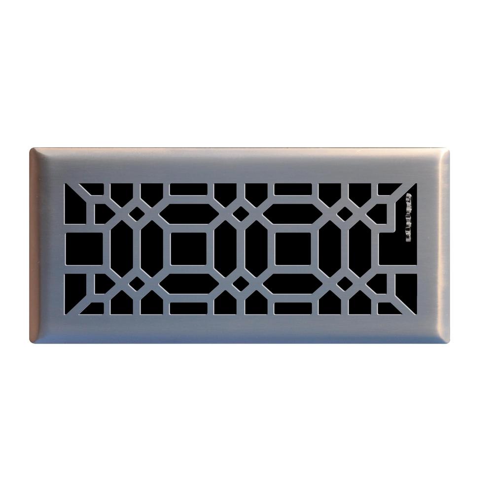 Oriental 4 in. X 10 in. Steel Floor Register in Brushed Nickel