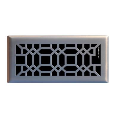 Oriental 4 in. X 10 in. Steel Floor Register in Brushed Nickel