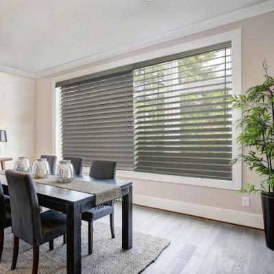 36.5Wx64L Driftwood Gray Cordless Premium 2.5" Faux Wood Blinds