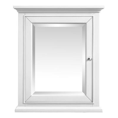 Windlowe 24 in. W X 28 in. H Rectangular Wood Framed Wall Bathroom Vanity Mirror in White Finish