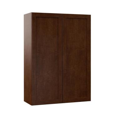 Designer Series Soleste 30 in. W X 12 in. D X 42 in. H Assembled Shaker Wall Kitchen Cabinet in Spice - small dent on top rear