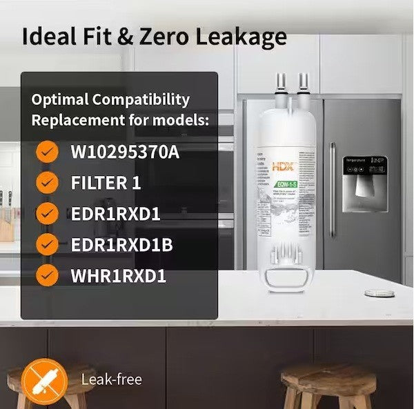 HDX EQW-1-S Standard Refrigerator Water Filter Replacement for Whirlpool 1