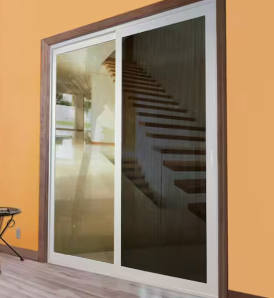 Patio Screen Door, 36 in W, Sliding Screen, Aluminum, White
