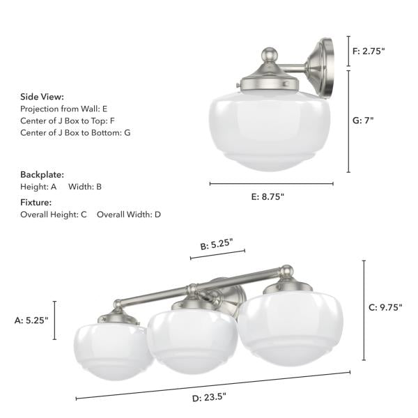 Hunter Fan Company 19460 Saddle Creek Vanity Light, Brushed Nickel