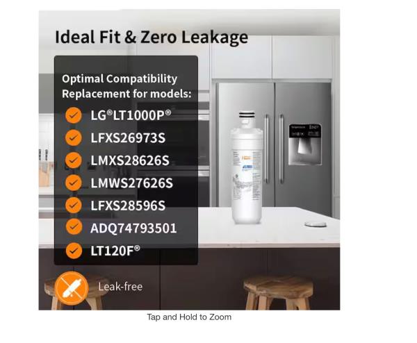 HDX EQL-1-S Refrigerator Water Filter Replacement for LG LT1000P
