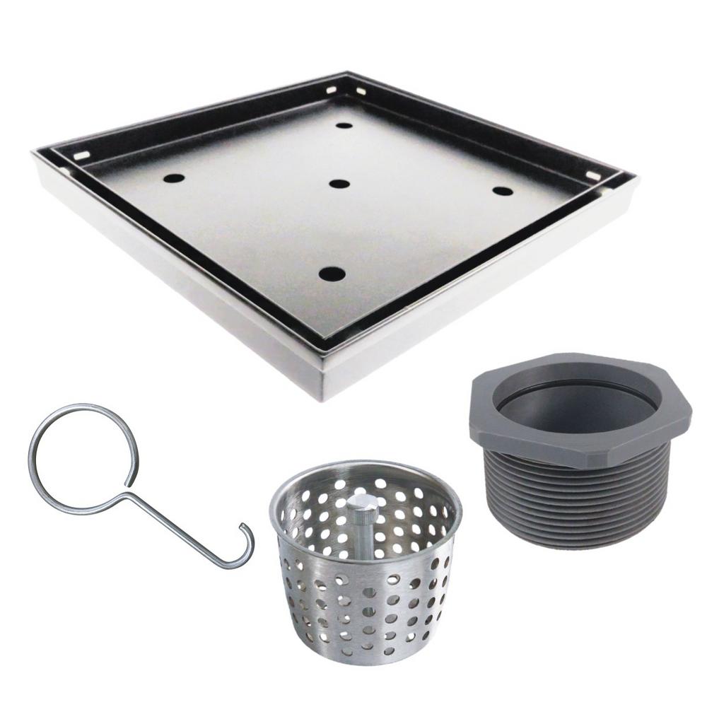 4 in. X 4 in. Stainless Steel Square Shower Drain with Tile Insert Drain Cover