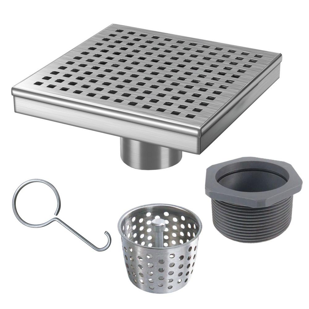 MISSING PARTS 6 in. X 6 in. Stainless Steel Square Shower Drain with Square Pattern Drain Cover