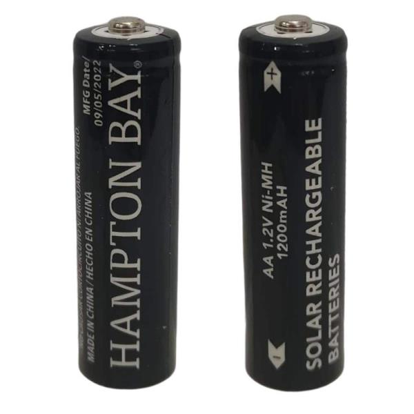 Nickel-Metal Hydride 1200mAh Rechargeable Solar Batteries AA for Outdoor Solar Light Fixtures (2-Pack)