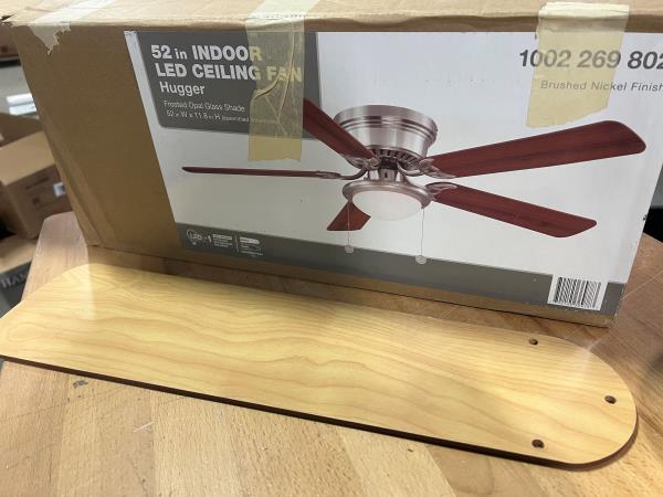 ONE BLADE for Hugger 52 in. LED Indoor Brushed Nickel Ceiling Fan with Light Kit