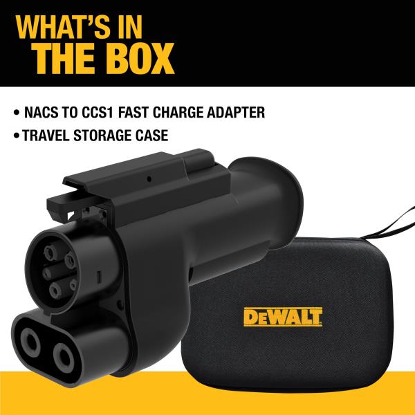 DEWALT NACS to CCS1 Fast Charging Adapter, 500A/ 1000V, Fast Charge Your CCS1 EV at Tesla Superchargers, Compatible with Select EVs.