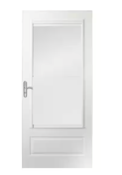 Andersen 400 Series 32 in. White Aluminum Self-Storing Storm Door with Nickel Hardware
