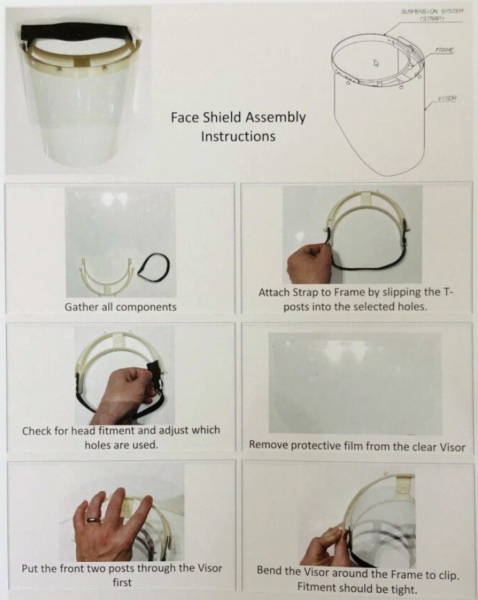 Honda Single Use Face Shield Masks PPE - LOT OF 50 - Includes replaceable face shield and head bands