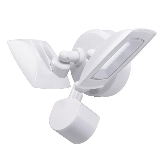 Commercial Electric 150W Equivalent White Outdoor Integrated LED Twin Head Motion-Activated Flood Light, 3000 Lumens