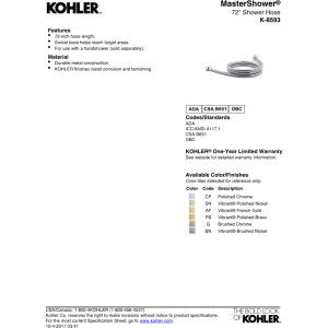 KOHLER MASTERSHOWER® 72" HOSE