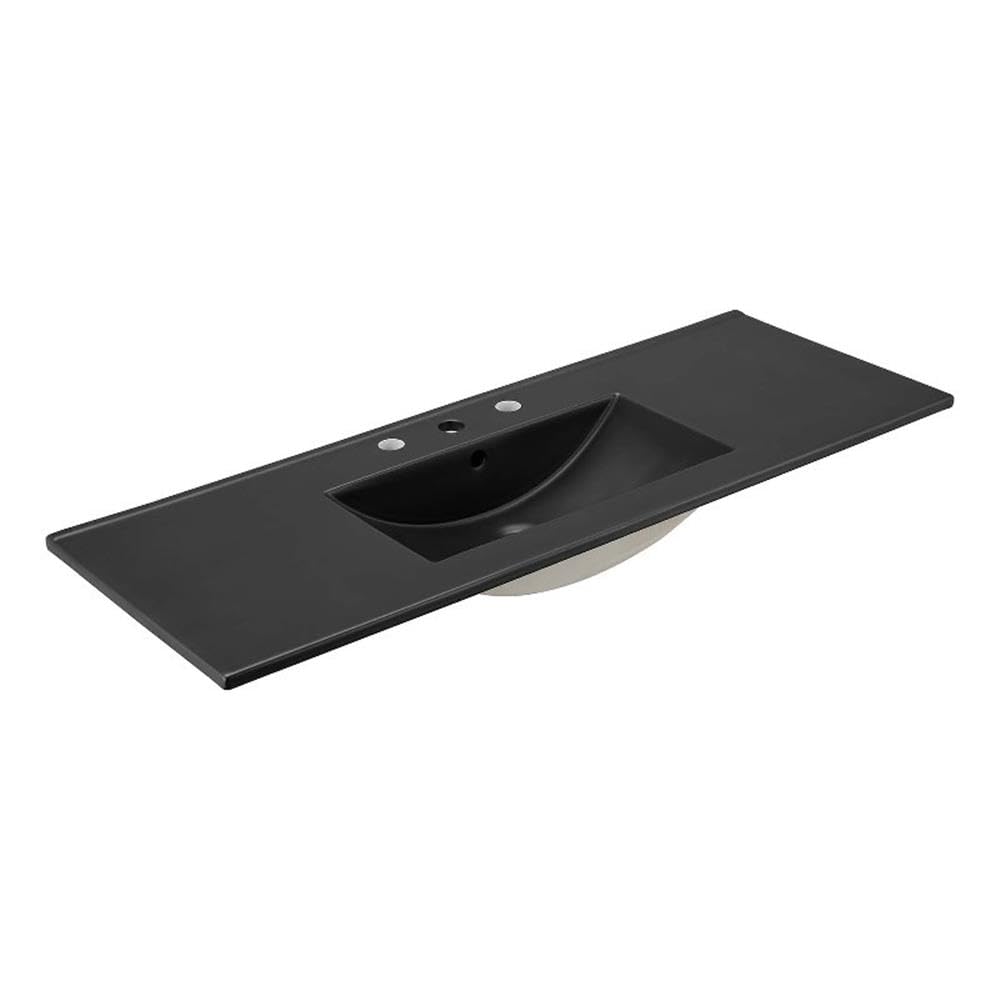 Modway Cayman Modern 48" Bathroom Sink in Black With Rectangular Basin