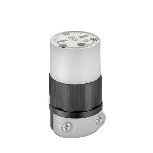 Leviton Straight Blade Connector, 15 Amp, 250 Volt, Industrial Grade, 5669-C, Black & White