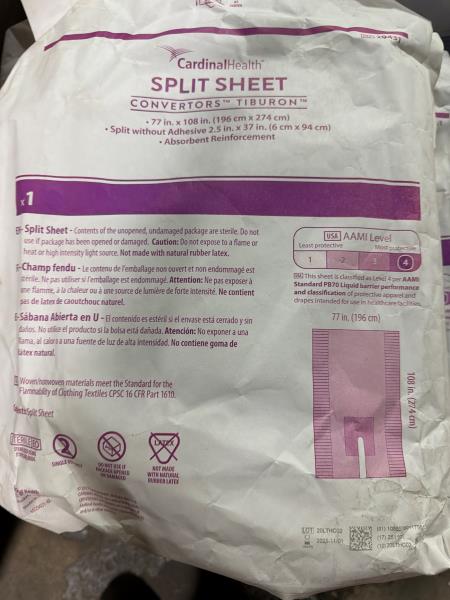Cardinal Health Tiburon Split Sheet 77 x 108 in