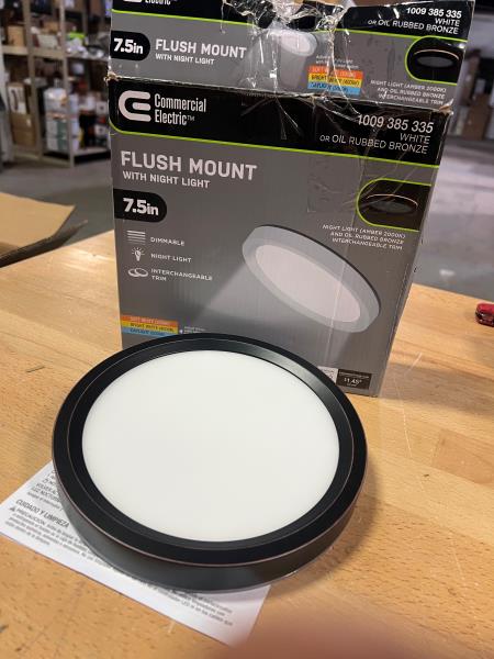 NO HARDWARE Commercial Electric 7.5 in. Oil Rubbed Bronze Trim LED Flush Mount