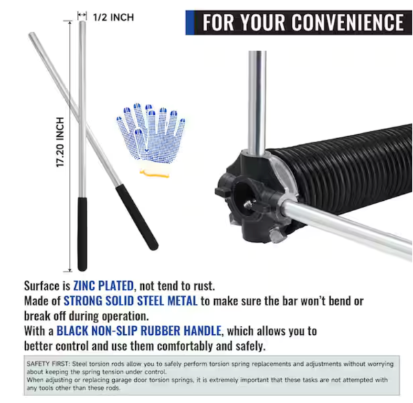 0.218 in. Wire X 2 in. X 25 in. L Electrophoresis Garage Door Torsion Springs in White Left and Right with Winding Bars