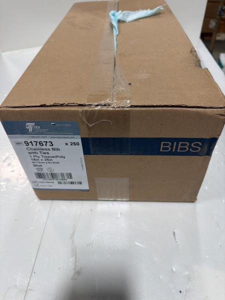TIDI Chainless Bibs with Ties 18x25 Blue 250 Count