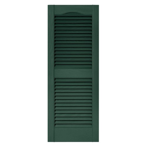 14.5 in. X 25 in. Louvered Vinyl Exterior Shutters Pair in Forest Green