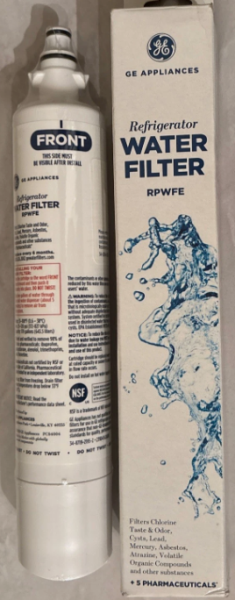 GE RPWFE Refrigerator Water Filter, Genuine Replacement Filter, Certified to Reduce Lead, Sulfur, and 50+ Other Impurities, Replace Every 6 Months for Best Results, Pack of 1