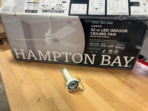 DOWNROD ONLY Hampton Bay Caprice 52 in. LED Indoor Matte White Ceiling Fan