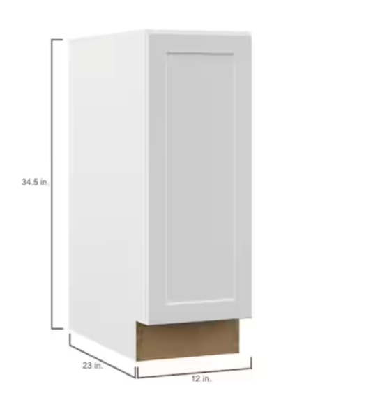Designer Series Melvern 18"W X 24"D X 34.5"H Assembled Shaker Full Door Height Base Cabinet,White
