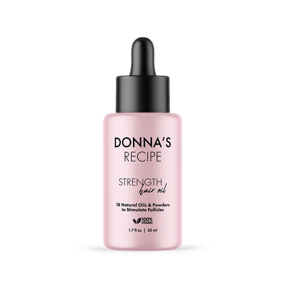 Donna's Recipe by Tabitha Brown Strength Hair Oil | 18-Natural-Oil & Powder Blend, Lightweight, Fast-Absorbing Scalp Treatment to Relieve Dryness & Build-Up, Strengthen & Nourish Hair (1.7 oz)