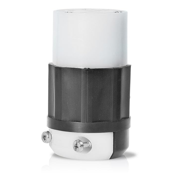 Leviton Locking Connector, 30 Amp, 125/250 Volt, Industrial Grade, 2713, Black & White