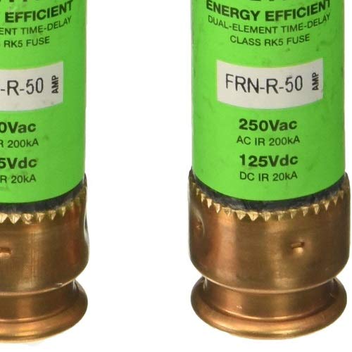 Bussmann Series BP/FRN-R-50 Amp Fuse, 250 Vac and IR 200 kA /125 Vdc and IR 20 kA, Retail Pack - 2 Pieces
