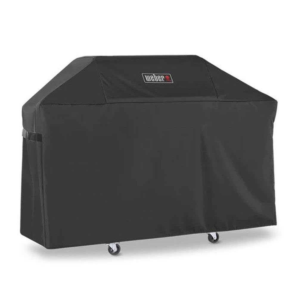 Weber Premium Outdoor Grill Cover – Water‑Resistant Weather‑Protective Grill Cover for Genesis 300 Series (3 Burners) Gas Grills, Durable Black Fabric with Secure Fastening Straps - Grill Accessories