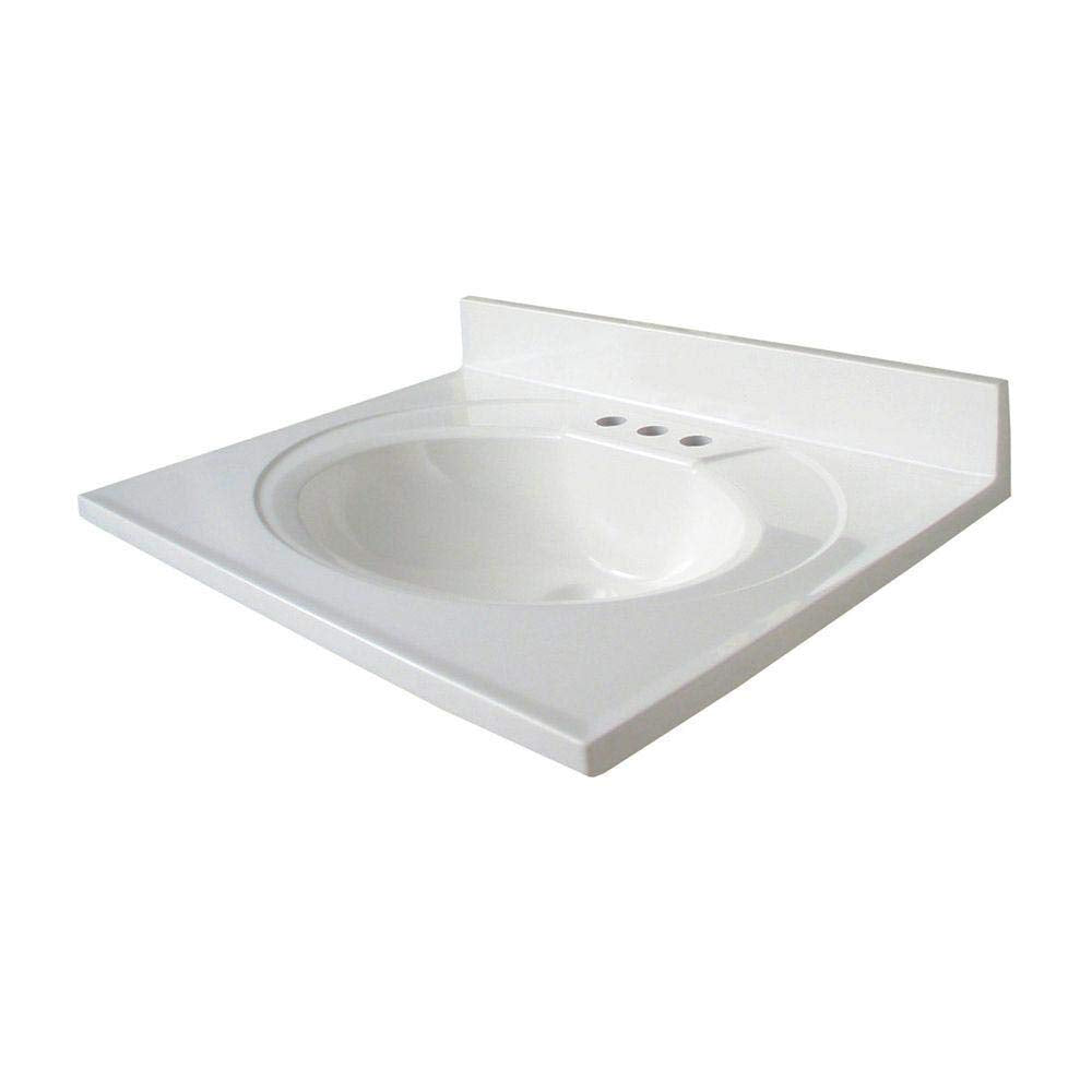 Newport 25 in. AB Engineered Composite Vanity Top with Basin in White