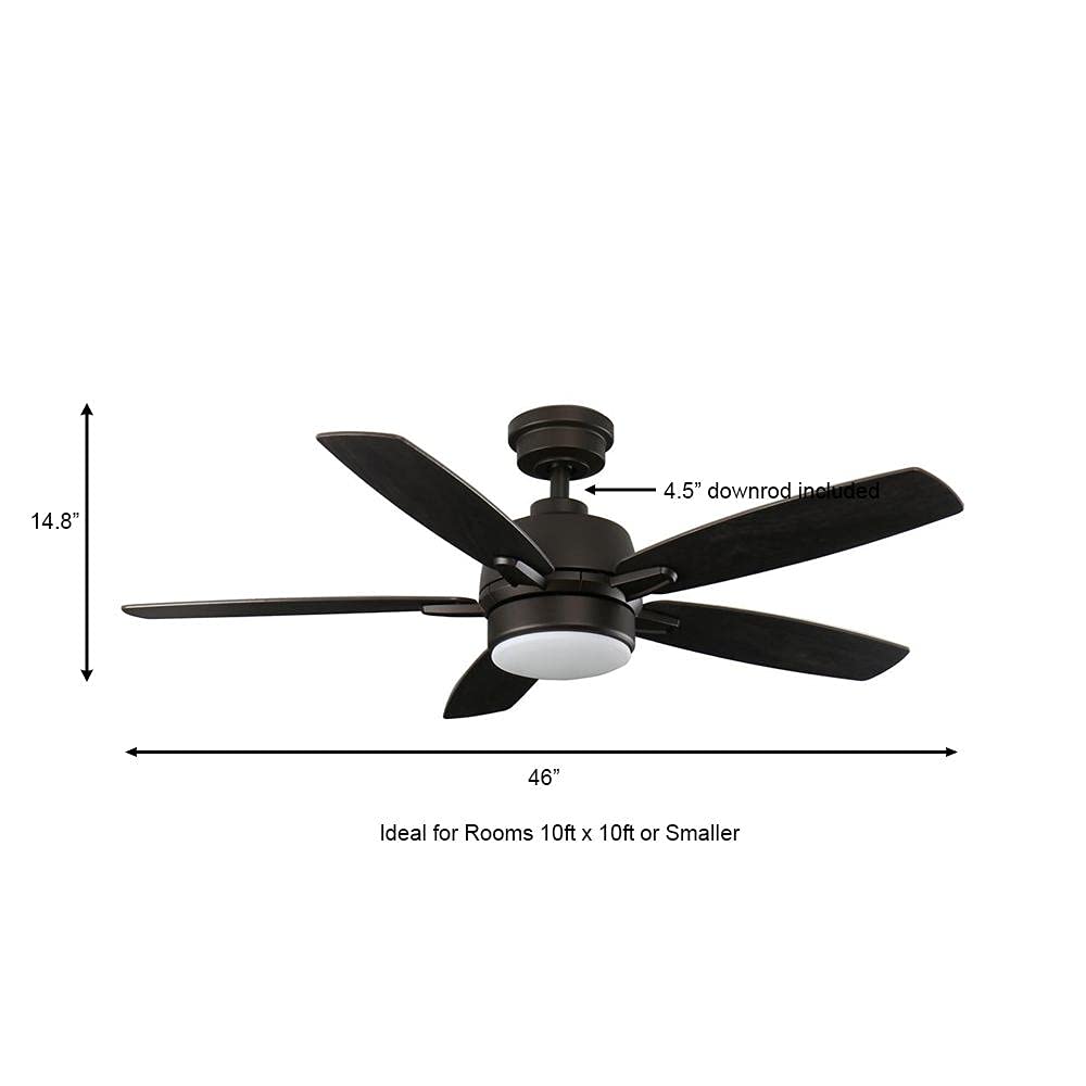 NO GLASS SHADE Fawndale 46 in. Indoor Integrated LED Bronze Ceiling Fan with Light Kit 5 Reversible Blades and Remote Control