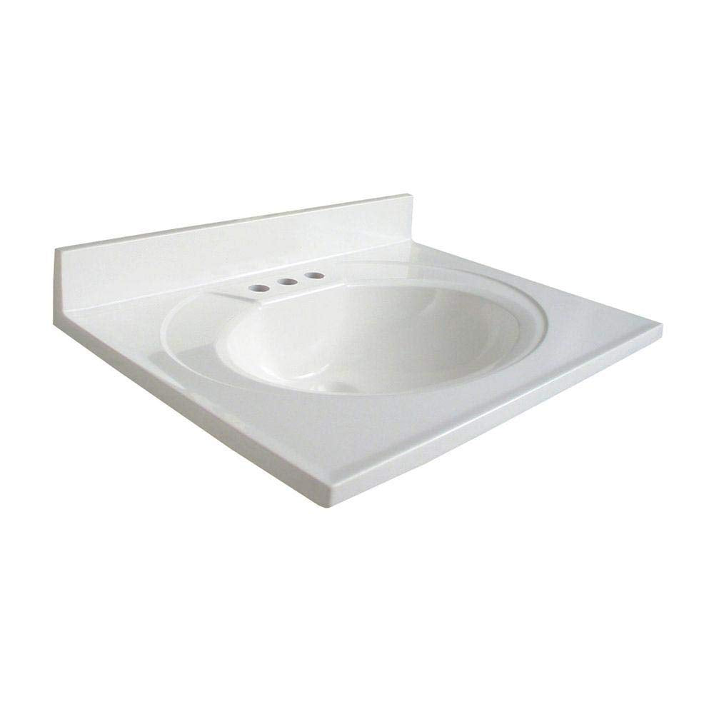 Newport 25 in. AB Engineered Composite Vanity Top with Basin in White