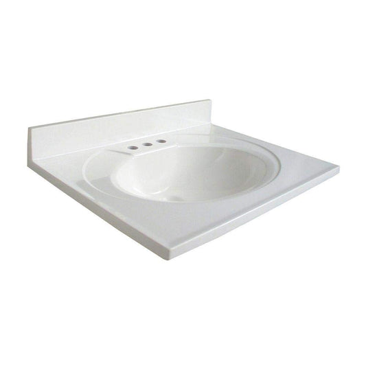 Newport 25 in. AB Engineered Composite Vanity Top with Basin in White