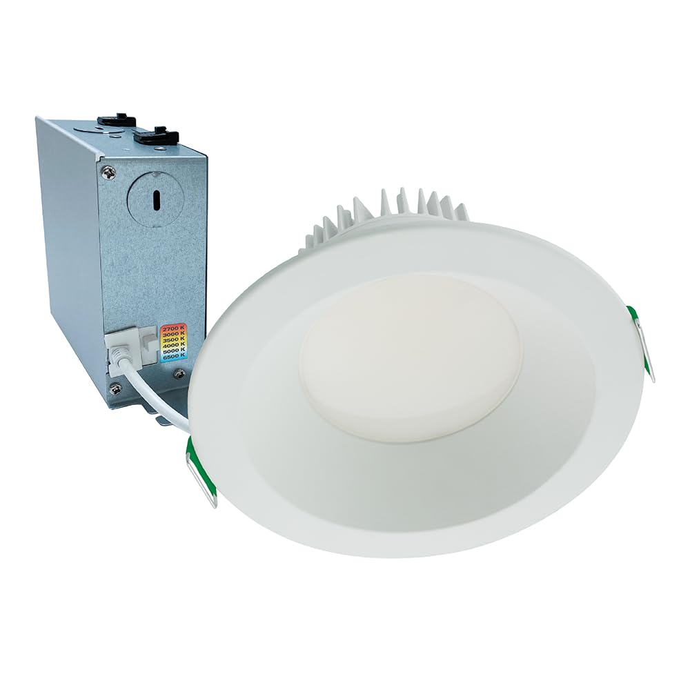 FOR PARTS HALO LCR 8” Regressed 50W in/Outdoor Canless LED Downlight, 6 Selectable CCT, Dimmable, 5000 Lumens, Matte White
