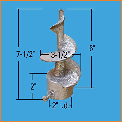 Dock Edge Stationary Dock Base Leg Pipe Sand Auger, Galvanized, 7/16" Holes for 3/8" Carriage Bolts