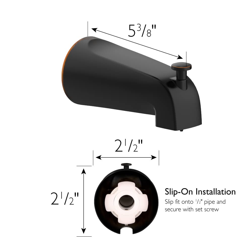Design House Bathtub Diverter Spout, 1/2-in. Slip-Fit, Oil-Rubbed Bronze, 5.34 in. L x 2.5 in. W x 2.8 in. H, 522938