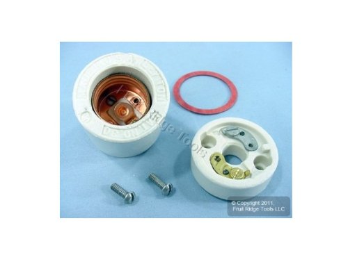 Leviton 30 Incandescent Lampholder, Medium Base, Two Piece Porcelain; 660W-600V; Keyless; with Two 8-32 By 1/2 Inch Long Mounting Screws.