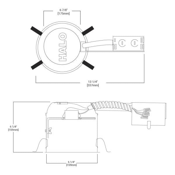 HALO H27RICAT Recessed Lighting Remodel IC Air-Tite Shallow Housing, 6", Aluminum