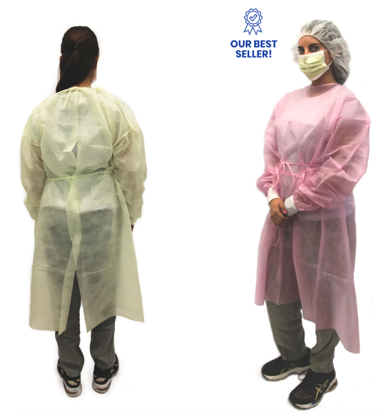 Medium Weight Isolation Gown with  Knit Cuffs - Yellow