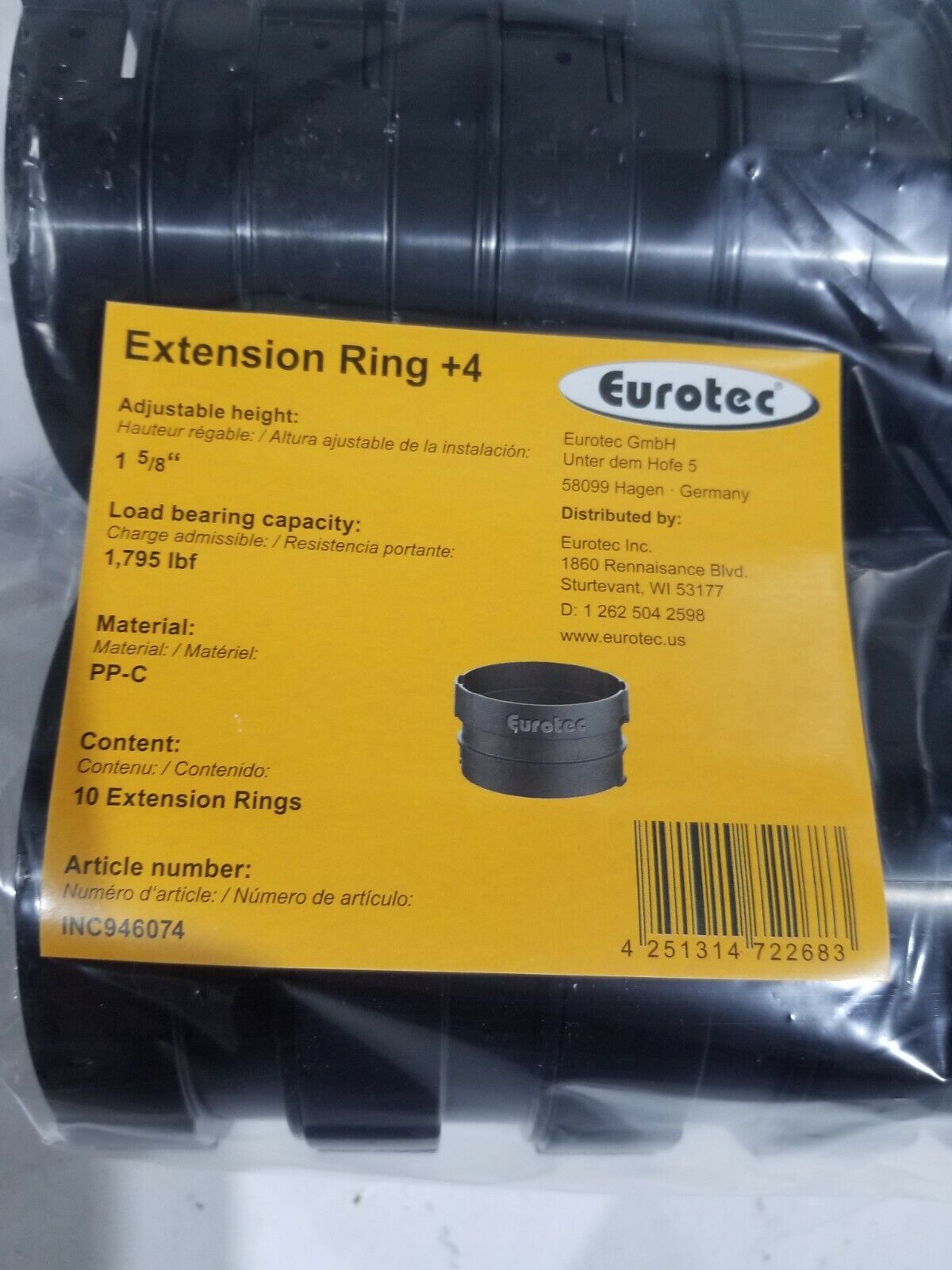Eurotec Deck Support Extension Ring 1 5/8 in. for Pedestal PRO 40 Pc INC946074