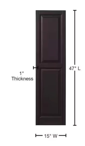 Ply Gem Shutters and Accents VINRP1547 IJ Raised Panel Shutter, 47" x 15", Dark Berry