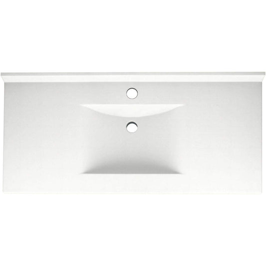 (CHIP) Swan CV02243.010 Contour 43-in L x 22-in W x 6.25-in H Solid Surface Vanity Top, White