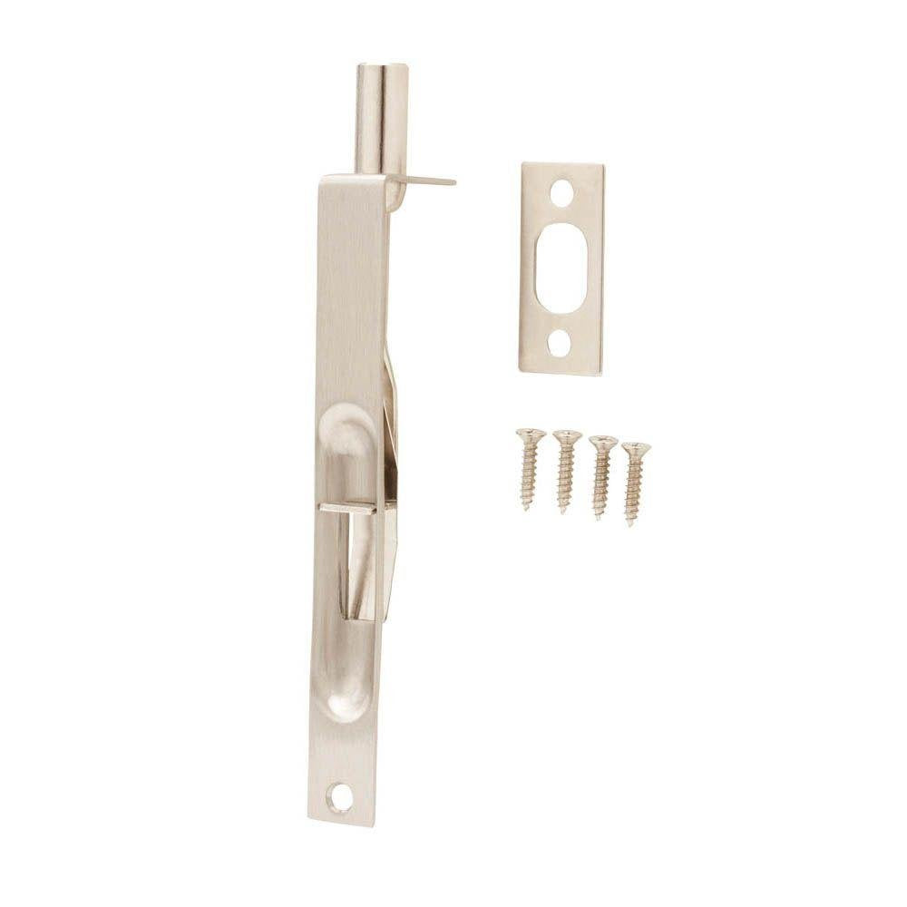 Everbilt 6 in. Satin Nickel Square Corner Flush Bolt
